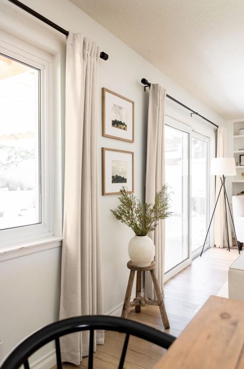 100% Blackout Shield Linen Blackout Curtains for Bedroom 63 Inches Long, Back Tab/Rod Pocket Living Room Drapes, Thermal Insulated Blackout Curtains 2 Panels Set, 50" W x 63" L, Beach Sand