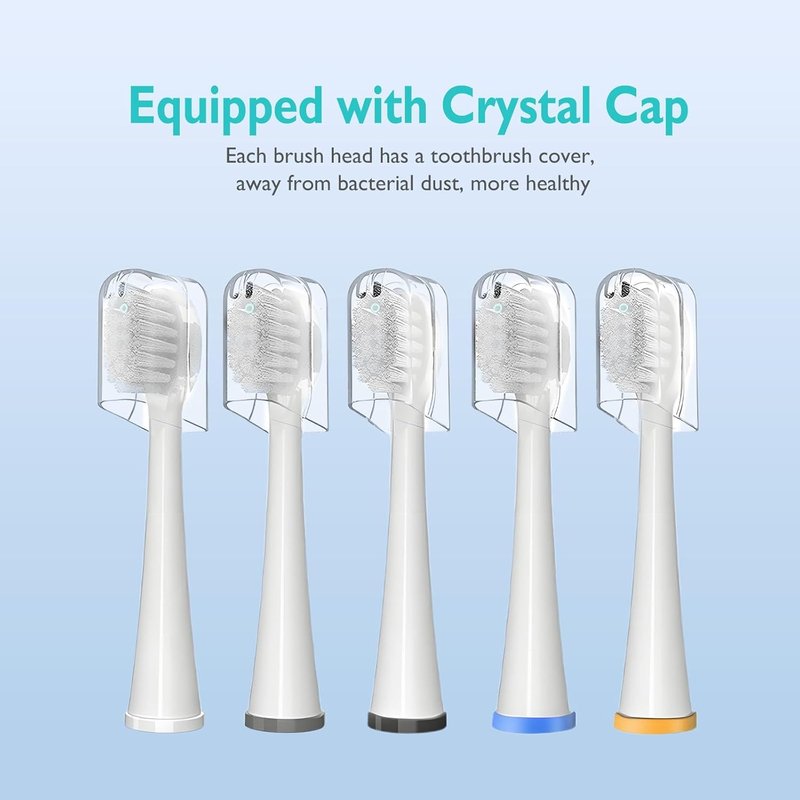 Replacement Brush Heads for Waterpick Sonic Fusion 2.0 Flossing Toothbrush with Cover, Compact, 5 Count White, Soft Bristles, Compact Size
