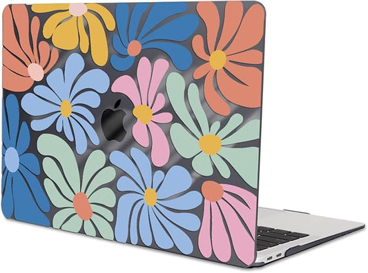 LCMOCICO for MacBook Pro 13 inch Case 2022 2021-2016 Release A2338 M2/M1 A2251 A2289 A2159 A1989 A1706 Touch Bar, Pattern Plastic Hard Shell & Keyboard Cover & Screen Film, Colorful Flowers Black