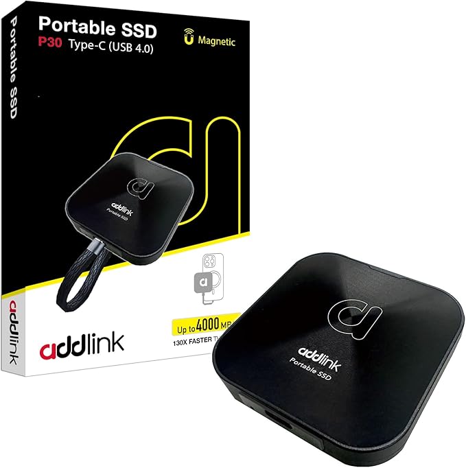 Addlink P30 2TB External SSD USB4 4000MB/s Type C Compatible thunderbolt 4, Tesla, iPhone15/16&iPad&Mac, Steam Deck/Android/PS5&4 Smart TV Magsafe ProRes 4K 120fps, Includes USB4.0 Cable Aluminum case