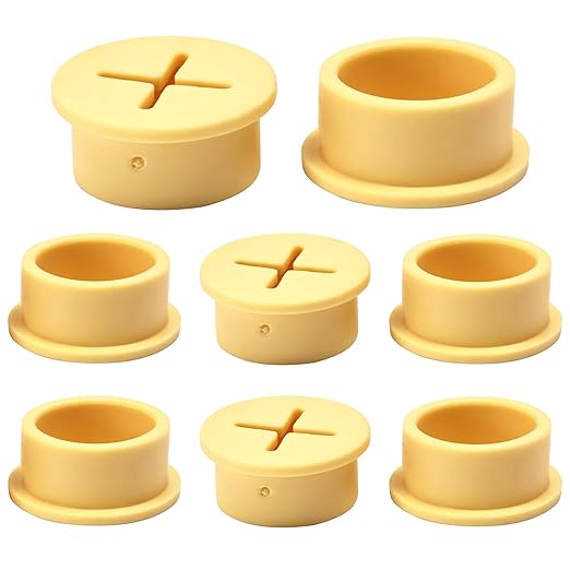 BOPOREAE Desk Grommet, 1 in 25 mm Silicone Rubber Grommets, Yellow Desk Hole Cover for Cables, Flexible Wall Cord Pass Through Grommet for Office Table Computer Home Furniture Wire Organizer-8 Pcs
