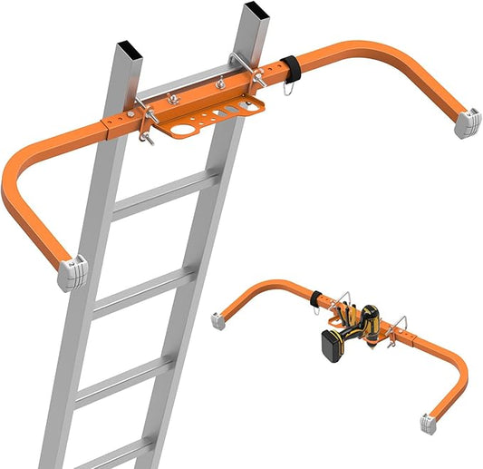Aluminum Ladder Stabilizer for Roof Gutter Cleaning with Tool Tray, Heavy Duty Extended Ladder Accessories, Ladder Stand-Off Wing Span with Non-Slip Rubber Bottom Pad