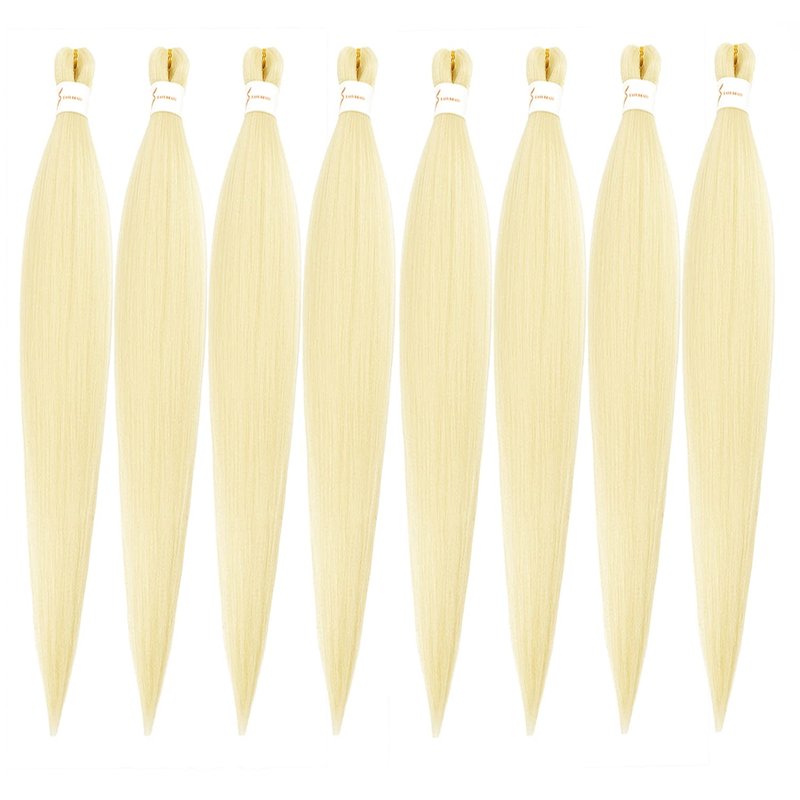 Ubeleco Braiding Hair, Pre-stretched Braiding Hair 8 Packs 48 Inch Soft Yaki Texture, No Itch, Hot Water Setting Hair Extensions for Braids Bleached Blonde (48in,#613)