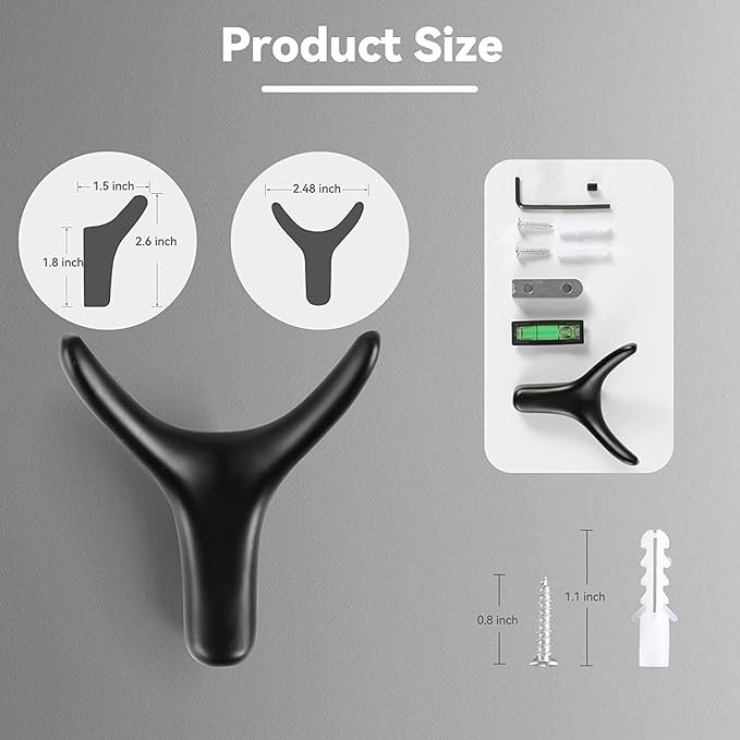 NETLKLA 4 Packs Towel Hooks,Coat Hook Cow Head Wall Hooks, Metal Heavy Duty Wall Hooks for Hanging Coats, Hats, Bags, Kitchenware and Towels in Living Room, Kitchen, Bedroom and Bathroom (Black)