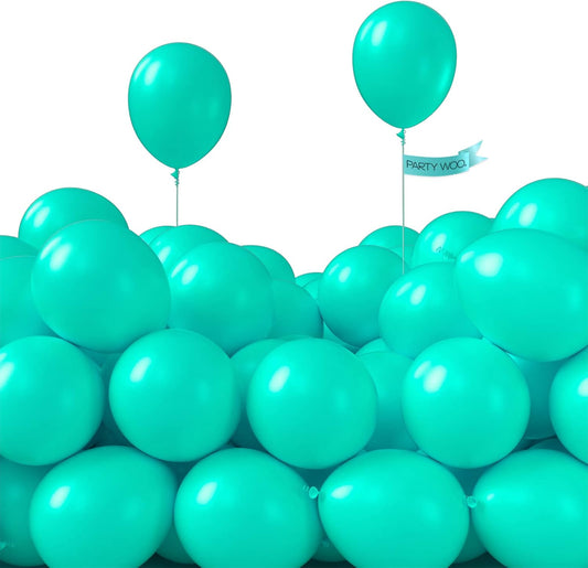 PartyWoo Teal Balloons - 100pcs 5-Inch Turquoise Latex Balloons for Baby Showers & Celebrations