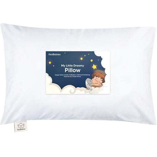 My Little Dreamy Toddler Pillow - Organic Cotton Travel Bed Pillow with Soft Pillowcase | 13x18, Machine Washable, Ideal for Ages 2-5 (Soft White)