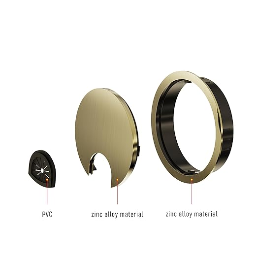 Skweawert Desk Grommet 2-1/8 Inch 53mm, Zinc Alloy Computer Desk Wire Hole Cover, Office Desktop Cord Cable Hole Metal Ring, Bronze Tone
