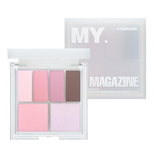 CHOSUNGAH BEAUTY My Magazine Eyeshadow Palette - Cool Pink Purple, 5 Shadows, All-in-One Matte, Shimmer & Glitter Multi-Texture Palette for Chic Daily & Trendy Looks, 0.25oz