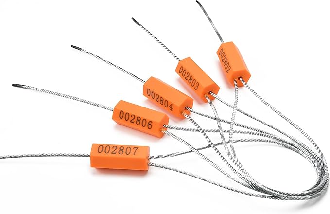 Leadseals 50PCS Steel Cable Seals Metal Security Seal Numbered Metal Truck Trailer Seals Security Tags Tamper Evident Tags Container Seals Pull Tight Steel Wire Seals