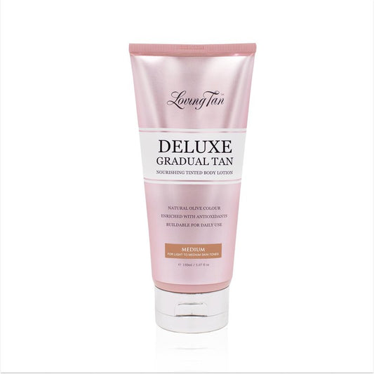 Loving Tan Deluxe Gradual Tan Lotion, Medium- Natural Looking Self Tanner, Professional Strength Sunless Tanner, 7+ Self Tanning Applications per Bottle-Cruelty Free, Naturally Derived DHA-5.07 Fl Oz