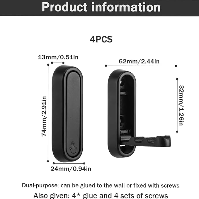 YipuVR 4PCS Gold Foldable Wall Hooks, Metal Folding Hooks Wall Mount, Easy Installation, Suitable for Bathroom Kitchen, Flip Down Hook for Wal l Hanging Coat, Bag, Towel, Key, Hat (Black)