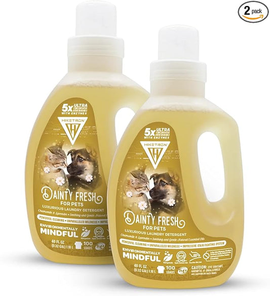 Hiketron Dainty Fresh For Pets Liquid Laundry Detergent, 5x Ultra Concentrated, Tough Stains Remover, Long Lasting Scent (80 Fl Oz, Pack of 2)