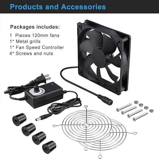 Wathai 120mm x 25mm AC Powered Computer Fan AC 110V 120V Speed Controller