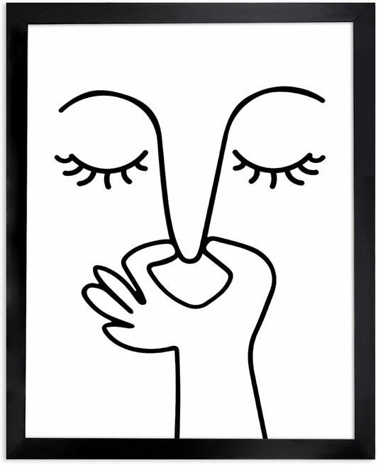 TWNSLLA Bathroom Wall Art - Funny Black and White Decor for Guest Toilets | 8"x10" Framed Print