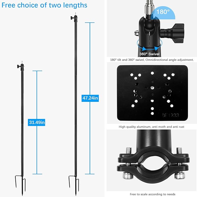Koroao Ground Stake Mount for eufy Solocam S340/E30/S330,Reolink Argus PT 3MP/4MP/5MP,AOSU SE/Lite/Max,ANSQUE(GU01/SA01),SEHMUA,TP-Link Tapo Outdoor Pan/Tilt Wi-Fi,Cinnado B6 Security Cameras (Black)