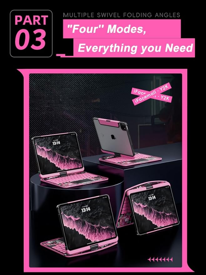 Transparent Case with Wireless Keyboard for iPad 11th Gen 11 Inch (A16, 2025) & iPad 10th Gen 10.9 Inch (2022), 7 Colors Backlight, Multi-Touch Trackpad, 360° Rotating Stand Case for 11th/10th