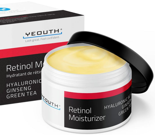 YEOUTH Retinol Cream for Face, Retinol Face Moisturizer for Women and Men with Hyaluronic Acid and Green Tea, Night Moisturizer for a Smoother Appearance 1oz