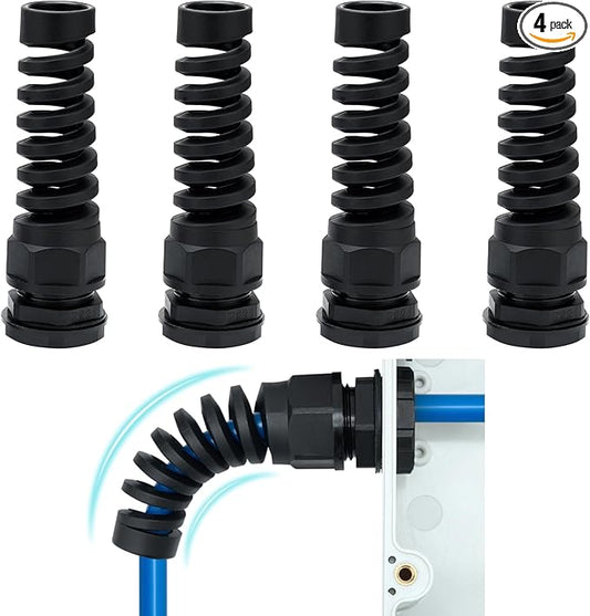 Aandxmok 4 Pcs Black Nylon Cable Gland,PG21(NPT 3/4) Thread, Made of PA66 Material, High Wear Resistance and Chemical Resistance, Suitable for Various Electrical Installations