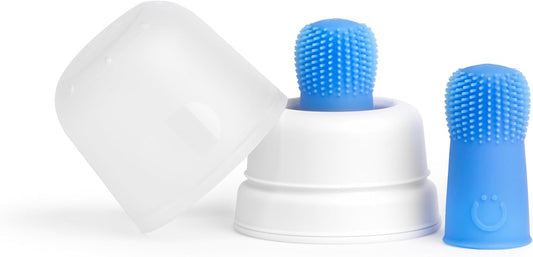 Ubbi Baby Silicone Finger Toothbrush - Food-Grade Platinum Silicone Oral Care for Infants | 2 Pack, Polaris Blue