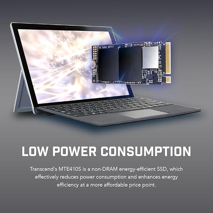 Transcend MTE410 1TB M.2 2242 SSD, Up to 5000MB/s, PCIe Gen4x4 NVMe 3D TLC, for Ultra-Thin Laptops/Lenovo ThinkPad/Yoga Gen 6/ASUS ExpertBook/ZenBook/Mini PC/DRAM-Less Design for Low Power Consumption