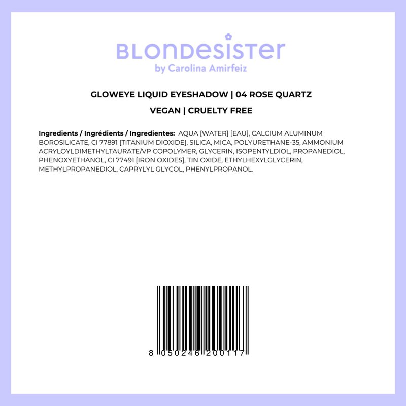 Blondesister Gloweye Liquid Eyeshadow - Highly Pigmented Shimmer Eyeshadow - Intense Color Payoff and Long-Lasting Wear - 04 Rose Quartz - 0.084 oz