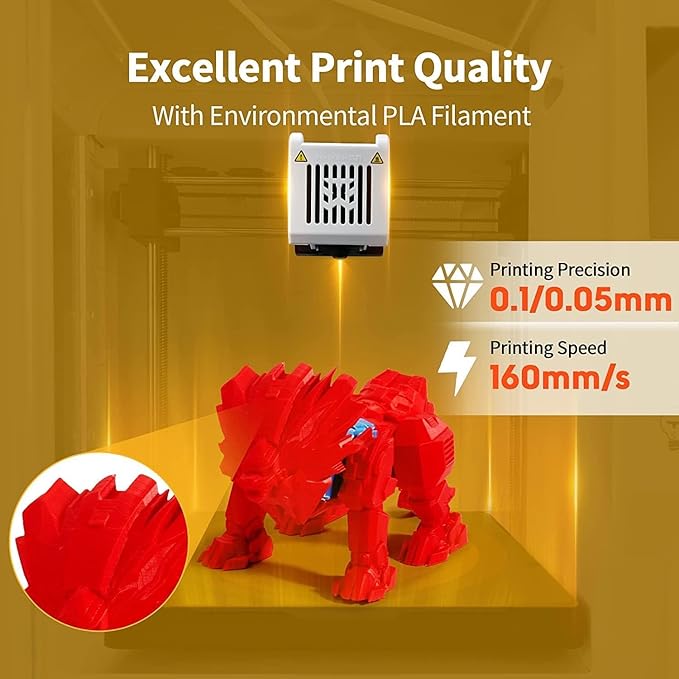 AOSEED X-Maker 3D Printer for Kids and Beginners, Fully Assembled High-Speed 3D Printer with Auto Leveling Bed, Wi-Fi Printing, High Precision Small 3D Print with App, PLA Filament Supported