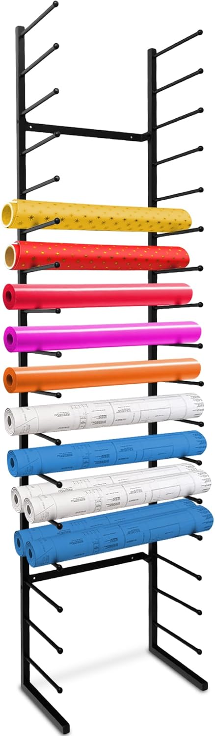 Skiennix Wall Mount Blueprint Holder - 34 Slot Storage Organizer for Posters, Maps & Construction Paper (17 Tiers)