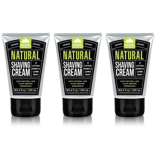 Pacific Shaving Company Natural Shaving Cream - Hydrating Shea Butter & Vitamin E Formula for Sensitive Skin | 3.4 Oz, 3 Pack