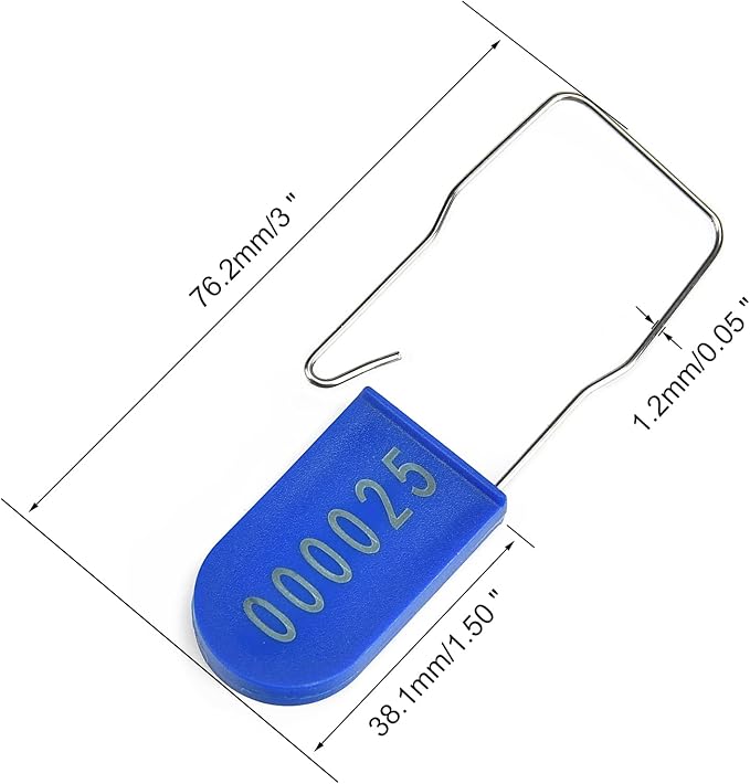LeadSeals 1000PCS Plastic Padlock Security Seals Metal Wire Padlocks Electric Meter Lockout Tags Disposable Anti-Tamper Lock Numbered Anti Tamper Tags Blue