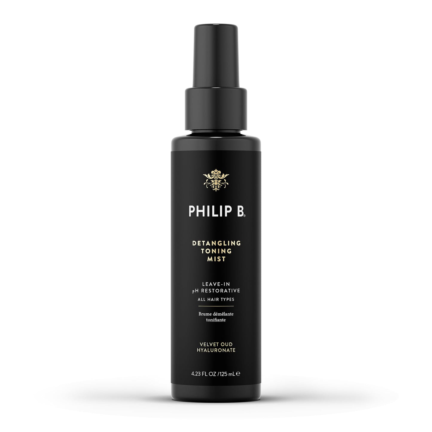 PHILIP B Detangling Toning Mist with Velvet Oud, 4.23 fl. oz. (125 ml) - Leave-In pH Restorative Daily Detangling Mist, Leaves Hair Glossy & Frizz-Free