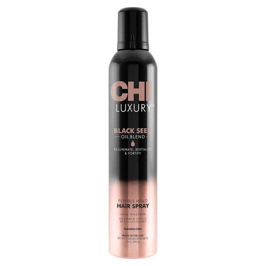 CHI Luxury Black Seed Oil Flexible Hold Hairspray, Adds Hair Texture & Volume, Natural Hold, Sulfate, Paraben & Gluten-Free, 10 Oz