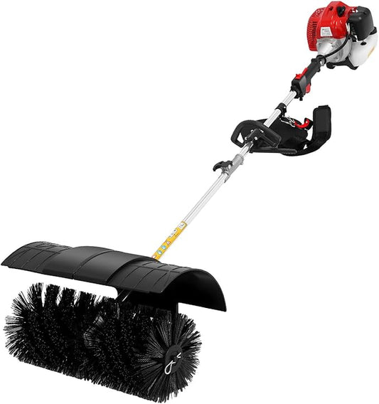 Handheld Sweeper, 52cc 2 Stroke Engine 2.3HP Gasoline Powered Sweeper Broom Driveway Lawn Lawn Artificial Grass Power Brush Lawn Sweeper Cleaning Tools Gasoline Engine Powered Broomâ¦