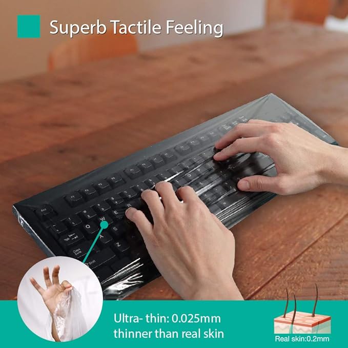 Green Onions Supply Universal KeyboardCap. Fully Covered Flat Style 0.025mm Waterproof Anti-Dust Desktop Keyboard Cover with Numeric Hospital/Dentist Use (20 Packs)