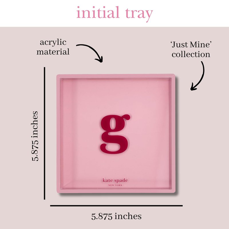 kate spade new york Initial Decorative Initial Tray, Personalized Acrylic Vanity Letter Tray, Just Mine (G)