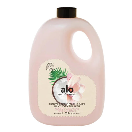 ALO Fruits & Passion Pink Coconut Milky Foaming Bath Refill, 33.8 fl oz, Made in Canada