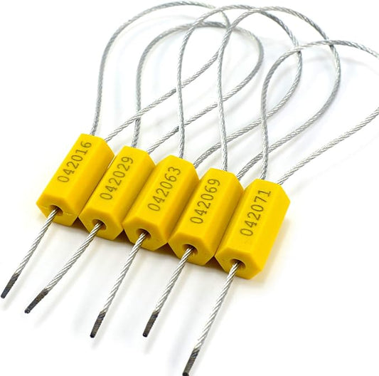1000PCS Yellow Steel Cable Seals Metal Security Seal Numbered Metal Truck Trailer Seals Security Tags Tamper Evident Tags Container Seals Pull Tight Steel Wire Seals