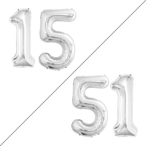 GOER 15th Birthday Balloons - Jumbo 42 Inch Foil Helium Decorations | Silver Sweet 15 Party Decor