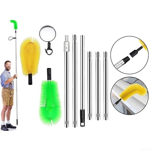 Adjustable Telescopic Gutter Cleaning Tool Homeowners DIY Enthusiasts - Safe Effective Gutter Cleaner with Extension Rod Inspection Mirror(04)
