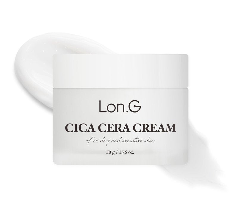LON.G Cica Cera Cream, Ultra moisturizing cream for dry and sensitive skin relief with Ceramide, Skin redness, Skin barrier, soothing Care, Centella Asiatica Extract, Korean skincare(1.69 oz / 50g)