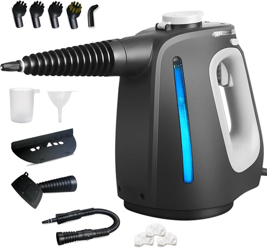 Skiennix Pressurized Handheld Steam Cleaner - 1350W Multi-Purpose Steamer with 14 Accessories | Safe & Portable for Home, Car, and More