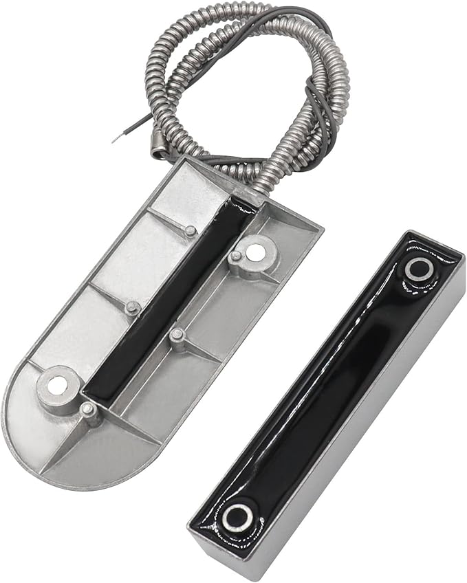 FOCMKEAS Magnetic Reed Switch Wired Surface Mount Normally Open NO Contact Sensor Alarm Magnetic Door Switch with 2 Wires, Zinc Alloy Sliver, OC-60B