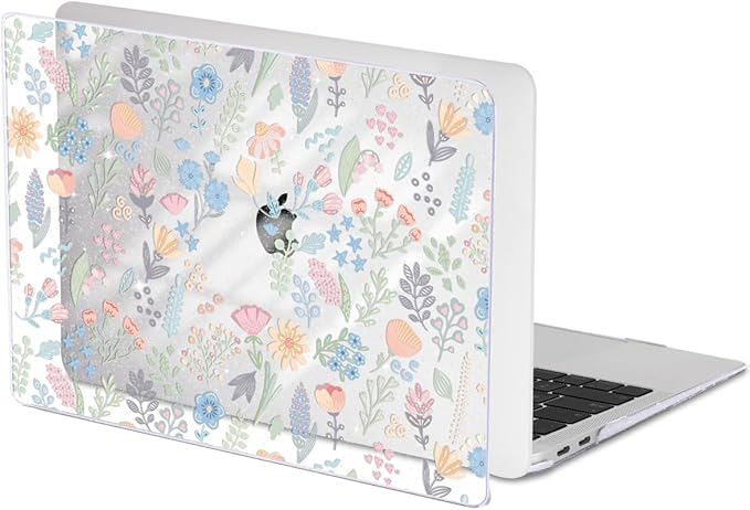 LCMOCICO for MacBook Pro 13 inch Case 2022 2021 2020-2016 Release M2 M1 Chip A2338 A2251 A2289 A2159 A1989 A1706, Shiny Pattern Plastic Hard Shell Case Keyboard Cover Screen Film, Starry Sky Flowers