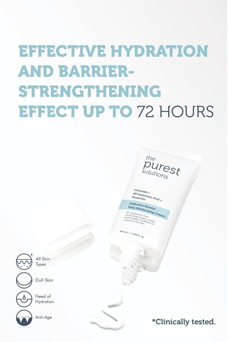 The Purest Solutions Hydration Booster Daily Moisturizing Cream - Ceramide + 4D Hyaluronic Acid + Pentavitin - 24-Hour Effective Intensive Care for All Skin Types - Vegan | Cruelty Free (1.69 fl. oz)