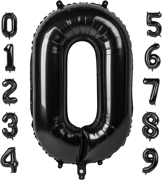 Number 0 Balloons - 40 Inch Black Birthday & Event Decorations | Perfect for Milestones & Celebrations