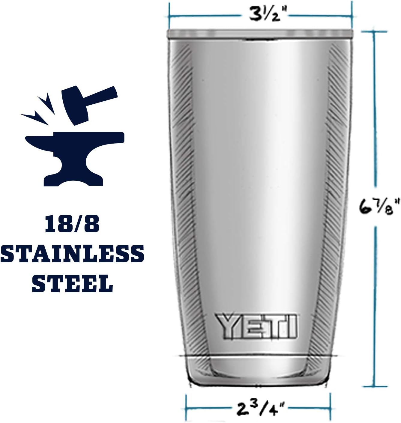 YETI Rambler 20 oz Tumbler Set - Includes MagSlider Tumbler & Straw Lid in Navy Color
