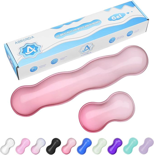 ABRONDA Gel Wrist Rest for Keyboard and Mouse, Wrist Rest for Keyboard, Mouse Wrist Support, Pain Relief, Cool Touch, Non-Skid, Keyboard and Mouse Wrist pad Set