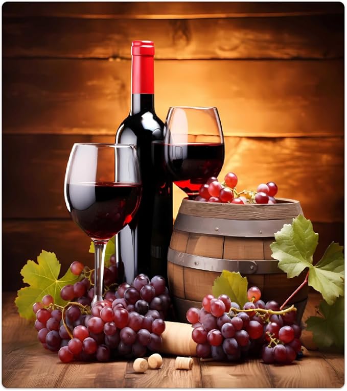 Dishwasher Magnet Cover Red Wine Glass Grapes Wooden Reusable Dishwasher Magnetic Cover Sticker Decorative Dish Washer Door Cover Panel for Home Kitcen Appliance, 21x26 in
