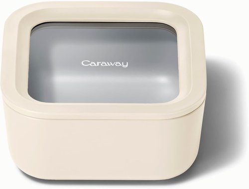 Caraway Glass Food Storage - 4.4 Cup Non-Toxic Glass Container | Dishwasher & Microwave Safe - Cream
