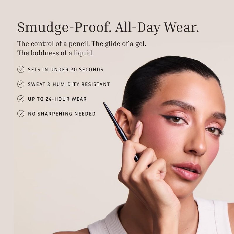 LITHE BEAUTY Smudge-Proof Gel Eyeliner Pencil Set, Long Wear Retractable Eyeliner with Ultra Thin Tip & Angled Brush, High Definition Vegan Makeup Duo in Shades Blueprint and Galaxy