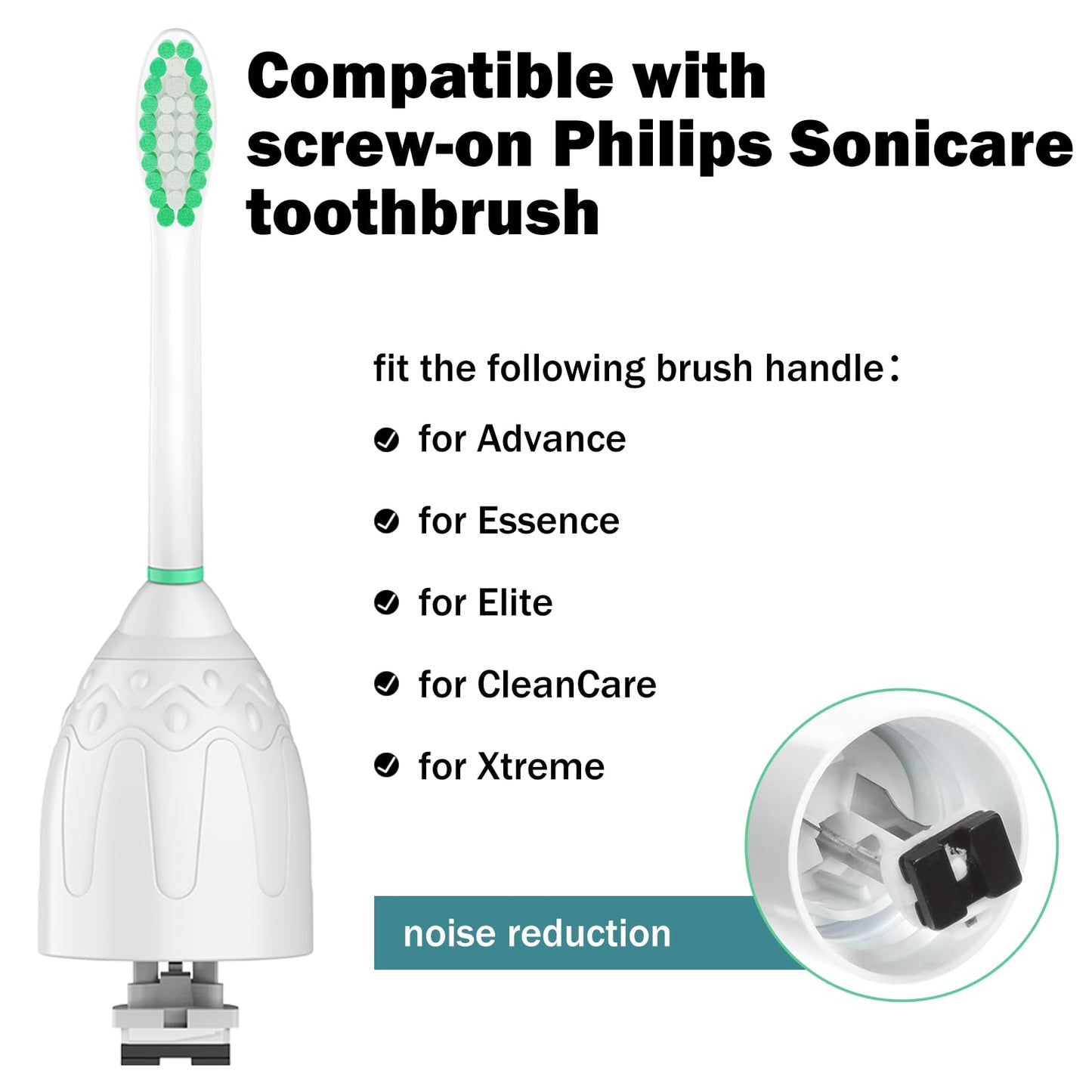Toothbrush Heads for Philips Sonicare Replacement Brush Heads Fit E-Series Essence Xtreme Elite Advance and CleanCare, 6 Pack, HAPPYMOMO